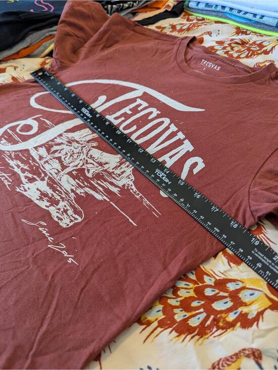 Tecovas Mens Small Rust Red Pima Cotton Graphic Tee Austin Texas Western Shirt - Picture 7 of 7